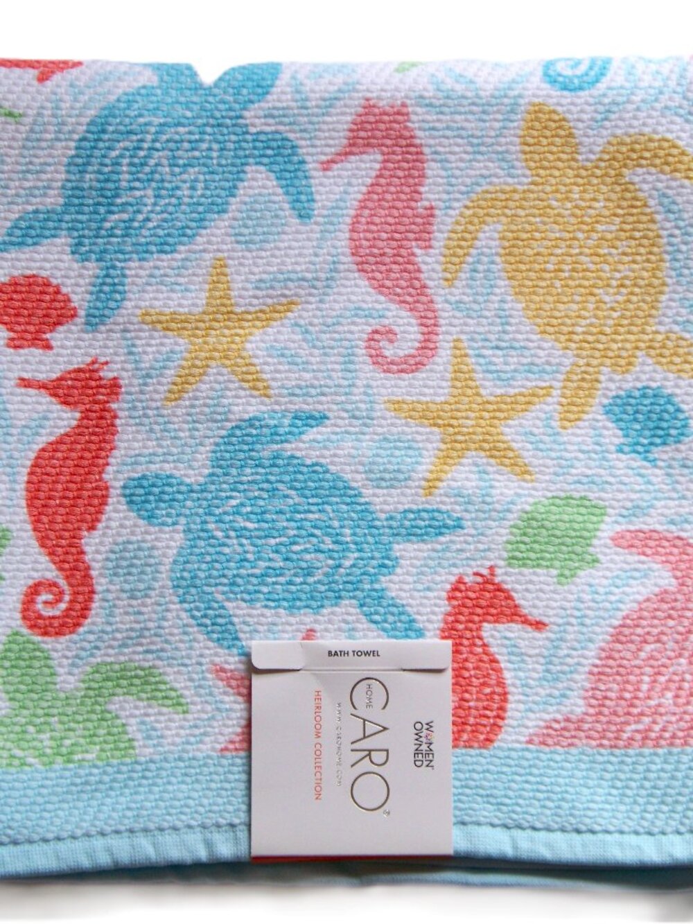 Caro Bath Towel Heirloom Collection Splash Sea Life Design 28 x 54 in Cotton NWT
